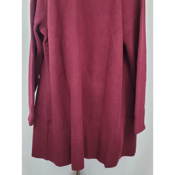 Revive Cashmere Women's Merlot Wool Cashmere Raglan Midi Cardigan Sweater L - Picture 6 of 10